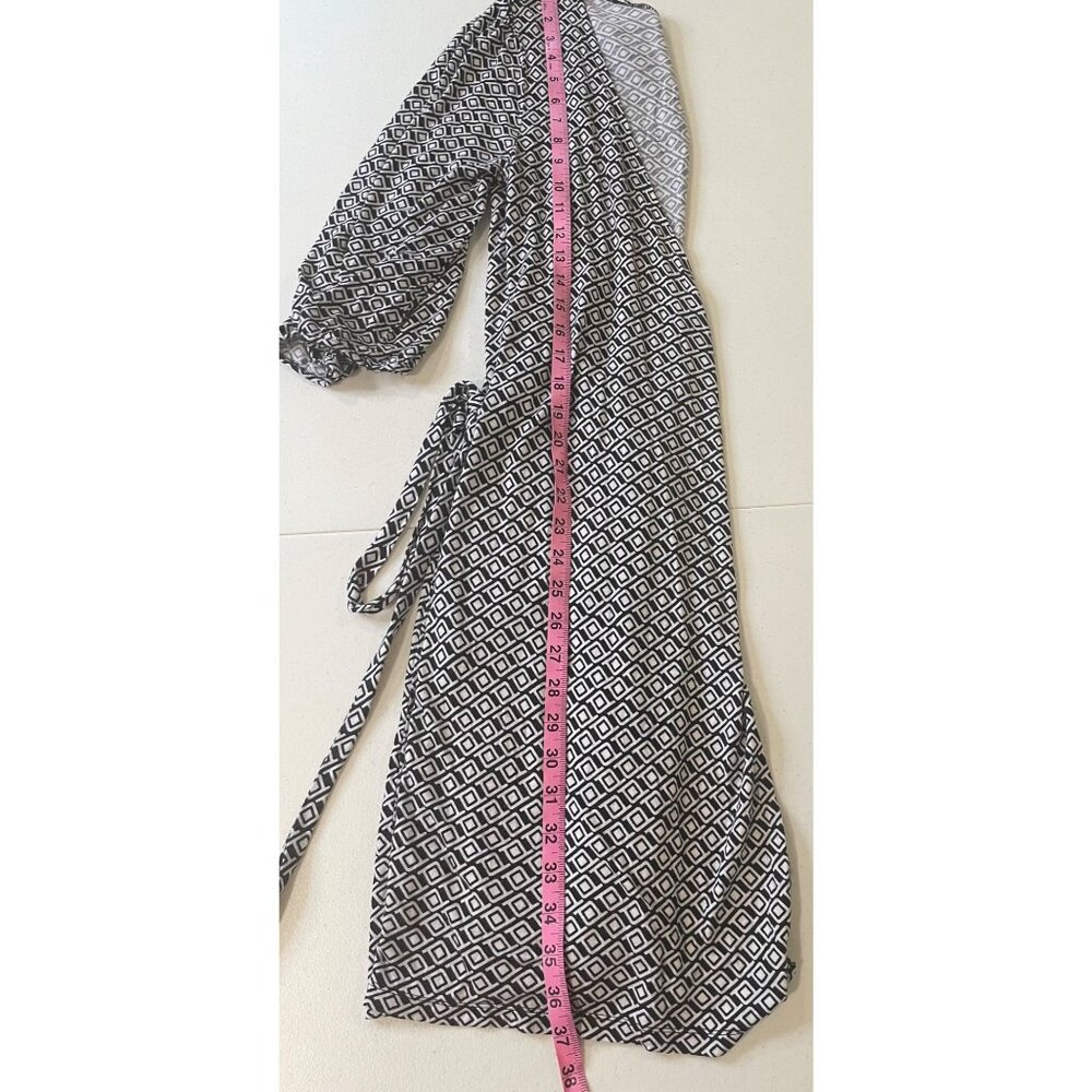 Old Navy Womens Geometric Black & White Wrap Dress Size S Y2K Mod Retro Feminine - Picture 7 of 12